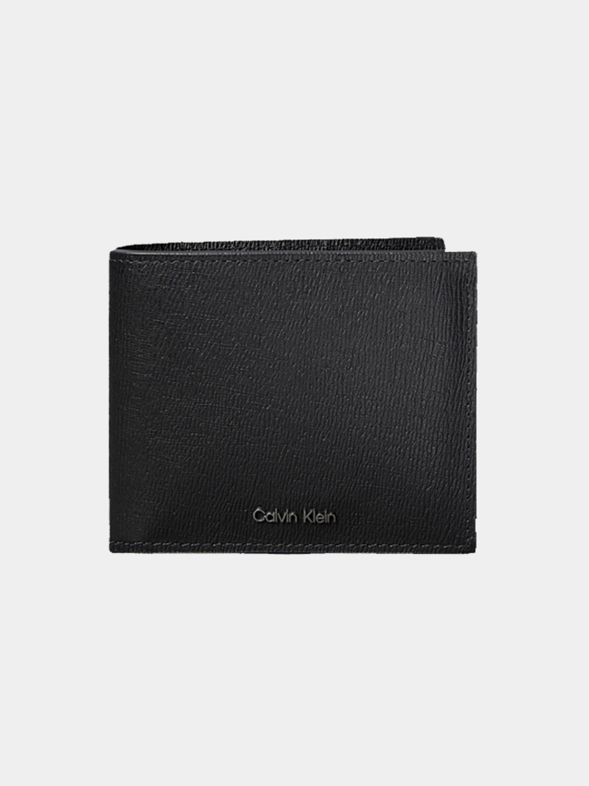Portefeuille à deux volets en cuir saffiano noir homme - Calvin Klein