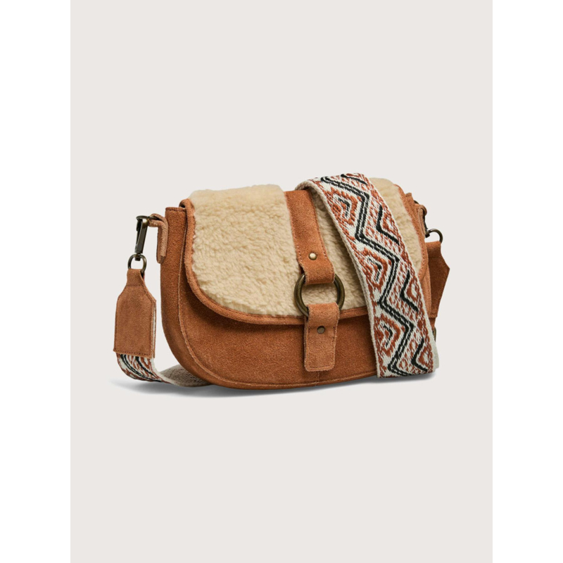 Sac teddy cross body en suède julia marron femme - Pieces