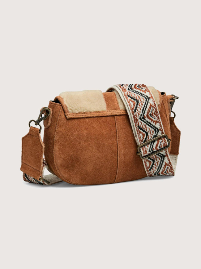 Sac teddy cross body en suède julia marron femme - Pieces