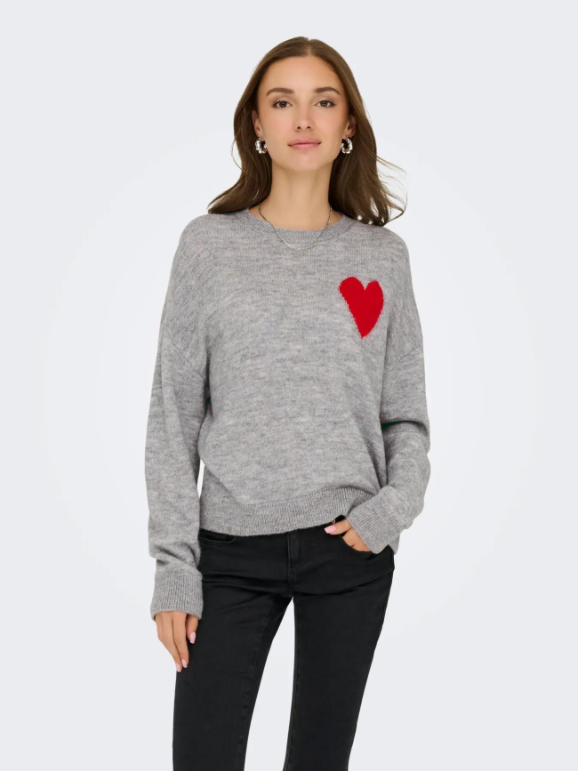 Pull cœur vittoria gris femme - Jdy