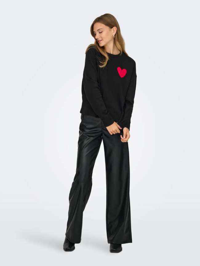 Pull cœur vittoria noir femme - Jdy