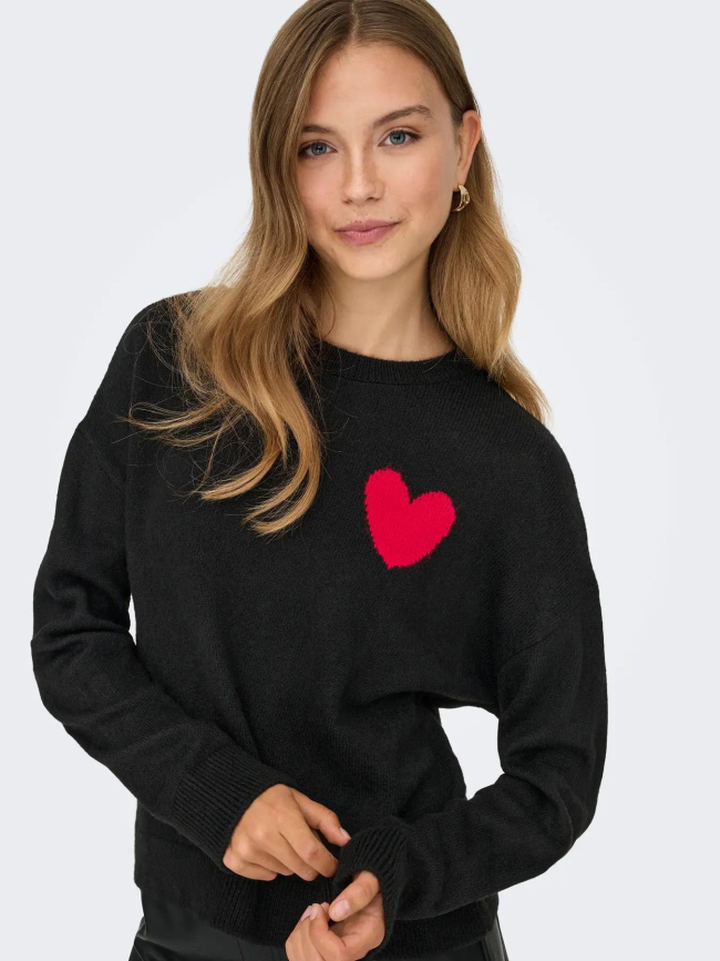 Pull cœur vittoria noir femme - Jdy