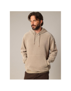 Sweat à capuche côtelé toroy beige homme - Deeluxe