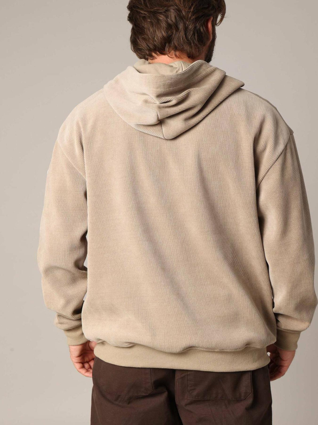Sweat à capuche côtelé toroy beige homme - Deeluxe