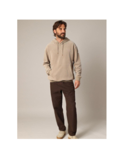 Sweat à capuche côtelé toroy beige homme - Deeluxe