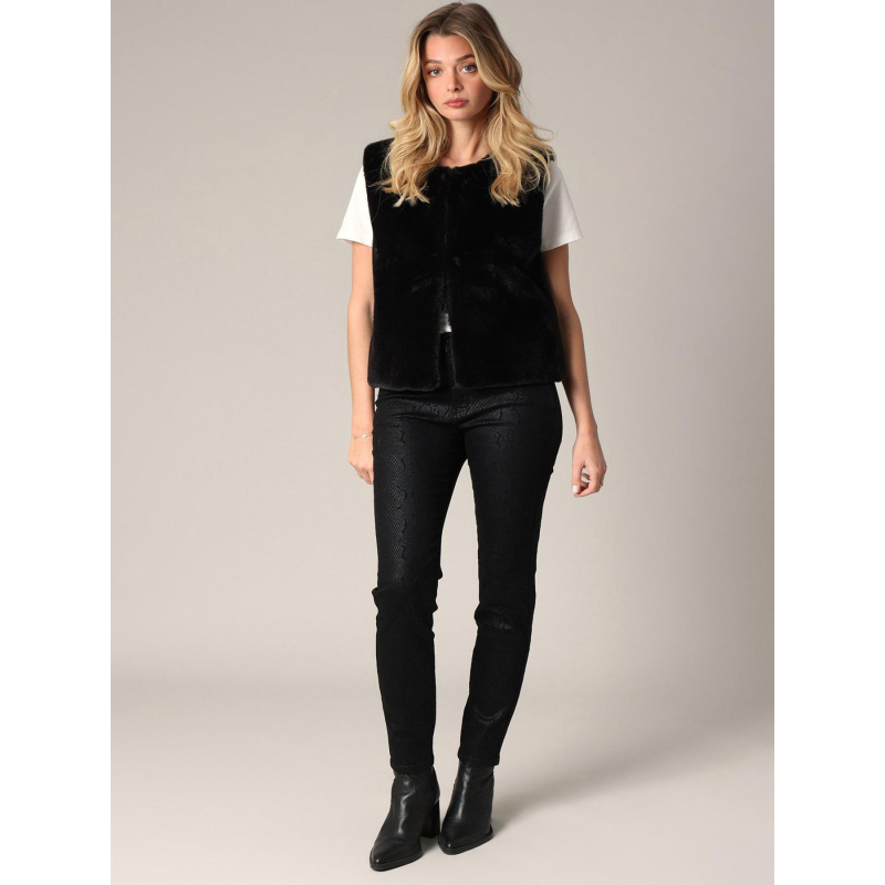 Veste sans manches imitation fourrure fuzzy noir femme - Deeluxe