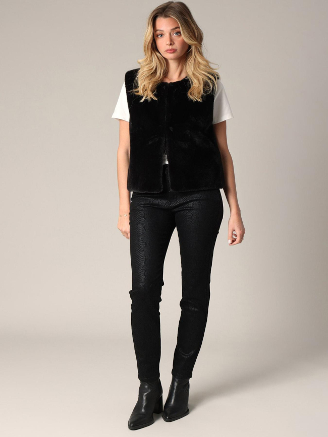 Veste sans manches imitation fourrure fuzzy noir femme - Deeluxe