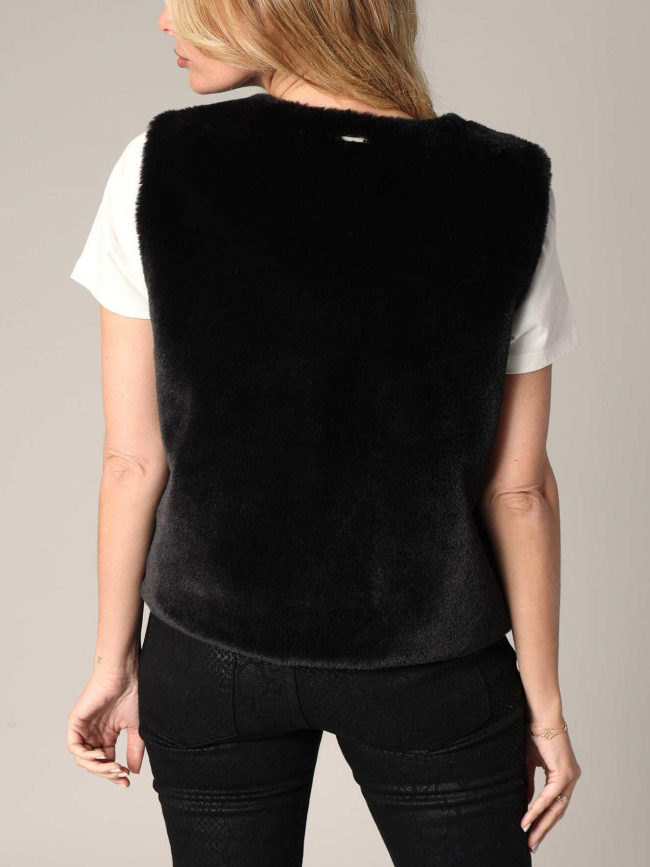 Veste sans manches imitation fourrure fuzzy noir femme - Deeluxe