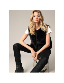 Veste sans manches imitation fourrure fuzzy noir femme - Deeluxe