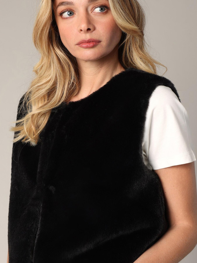 Veste sans manches imitation fourrure fuzzy noir femme - Deeluxe