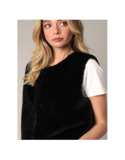Veste sans manches imitation fourrure fuzzy noir femme - Deeluxe