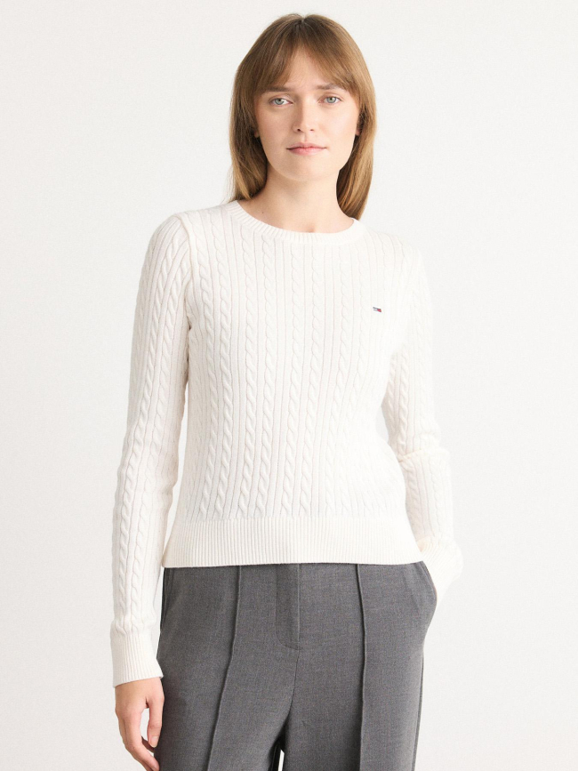 Pull torsadé cable essential blanc femme - Tommy Jeans