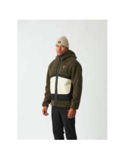 Sweat à capuche zippée polaire sherpa pmbton kaki homme - Picture