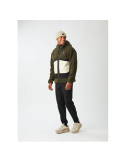 Sweat à capuche zippée polaire sherpa pmbton kaki homme - Picture