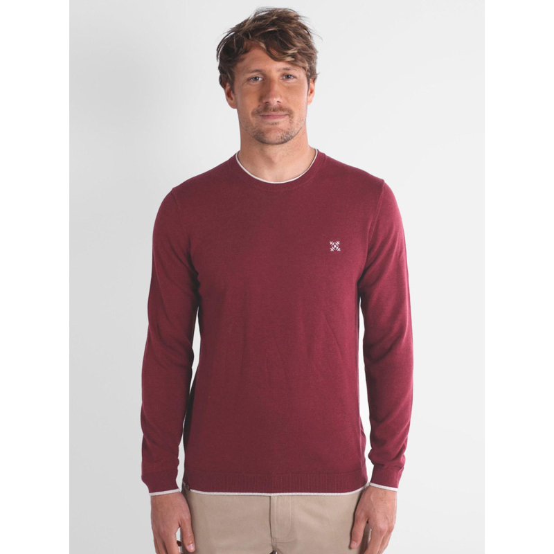 Pull essentiel à col rond peroni bordeaux homme - Oxbow