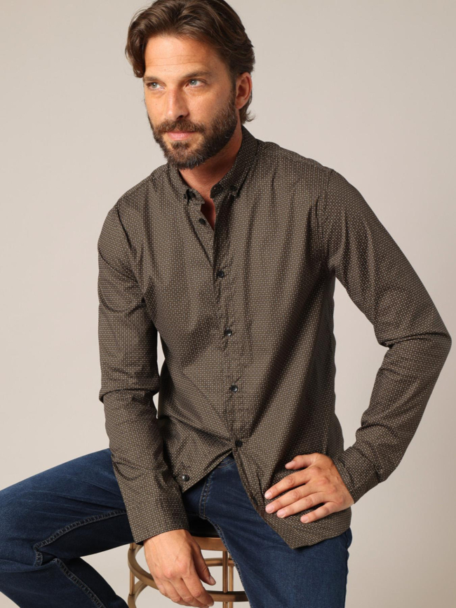 Chemise imprimée bogart kaki homme - Deeluxe