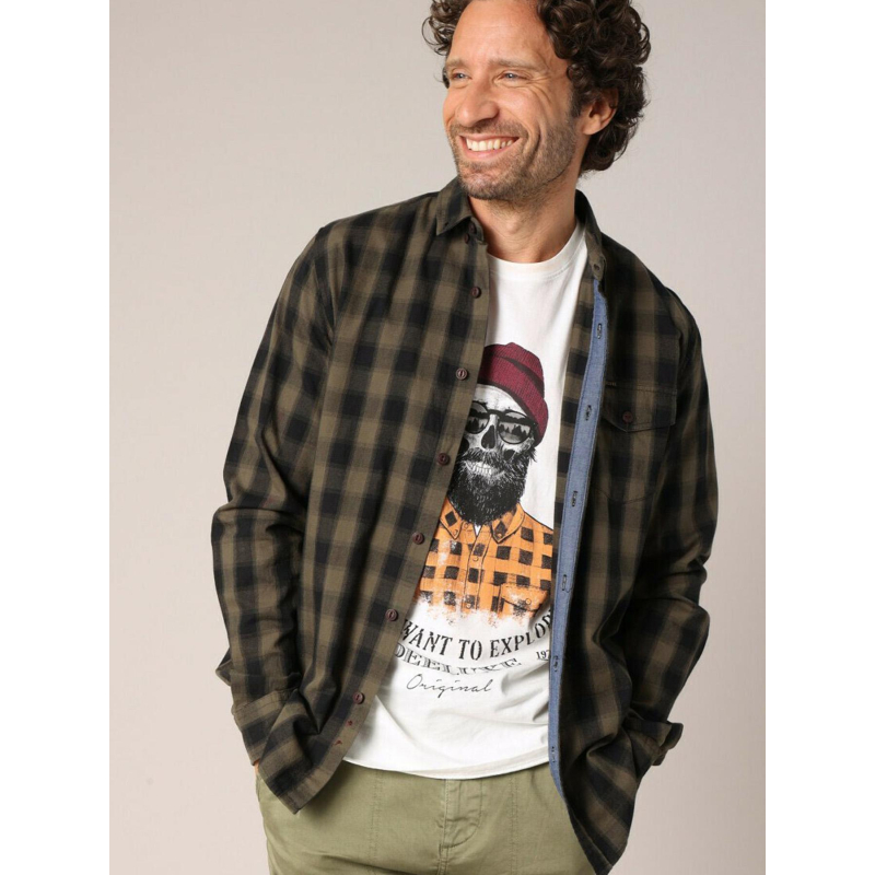 Chemise à carreaux pieter coffee marron homme - Deeluxe