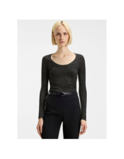 Top manches longues pailleté sunessiny noir femme - Hugo