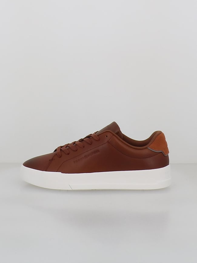 Baskets en cuir court cognac marron homme - Tommy Hilfiger