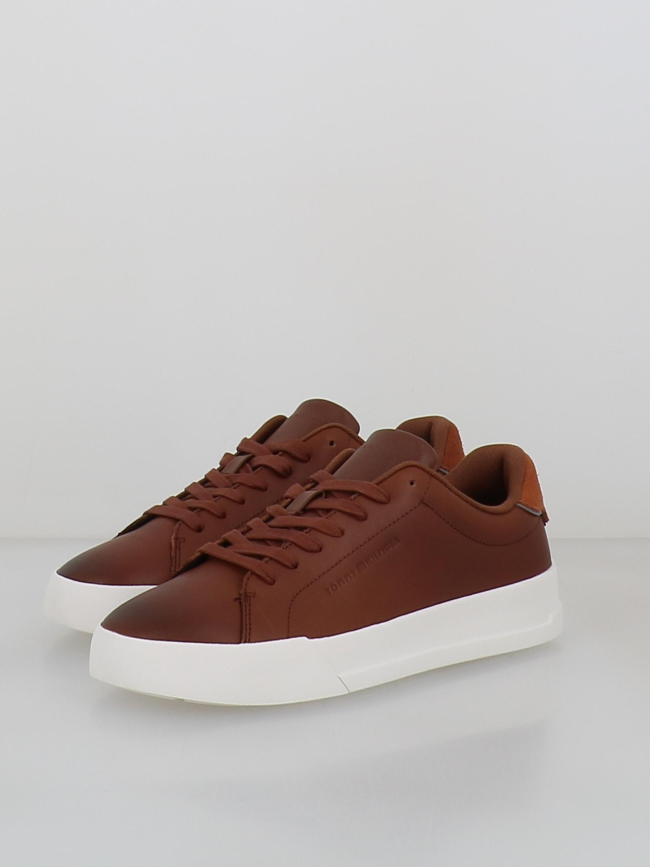 Baskets en cuir court cognac marron homme - Tommy Hilfiger