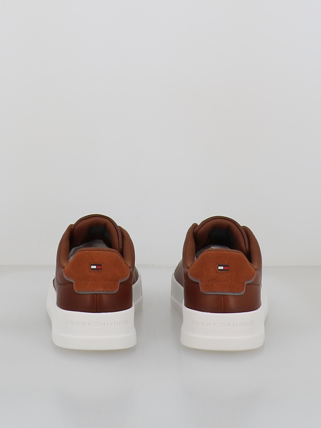 Baskets en cuir court cognac marron homme - Tommy Hilfiger