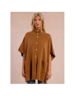 Cape longue boutonnée camel marron femme - Molly Bracken
