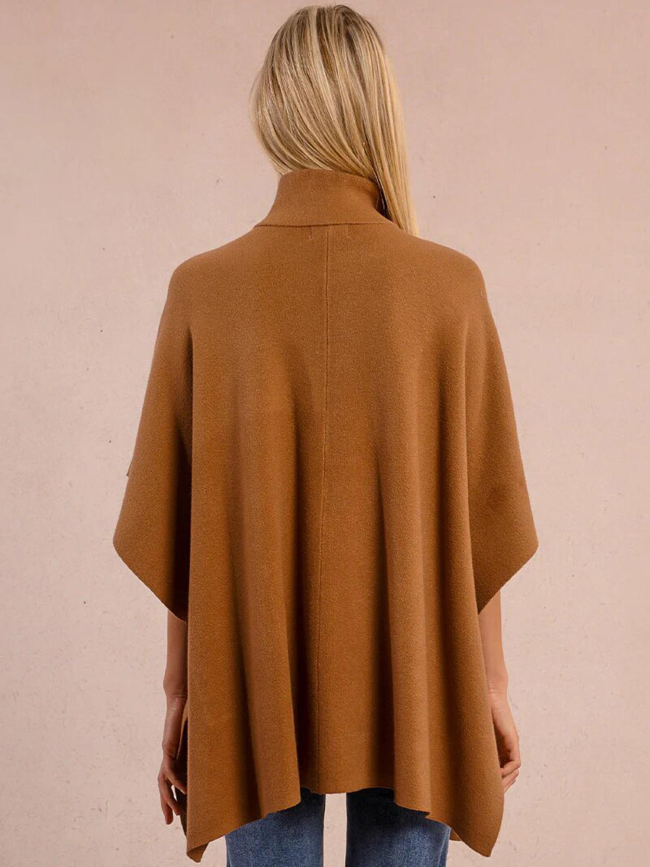 Cape longue boutonnée camel marron femme - Molly Bracken