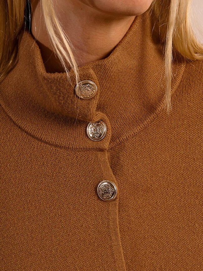 Cape longue boutonnée camel marron femme - Molly Bracken