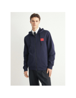 Sweat zippé à capuche daple bleu marine homme - Hugo