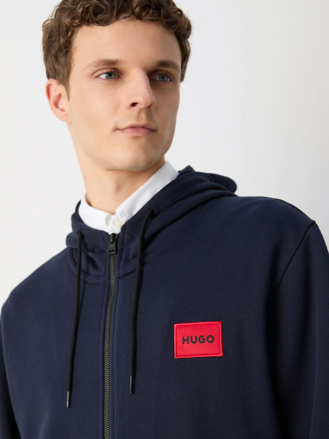 Sweat zippé à capuche daple bleu marine homme - Hugo