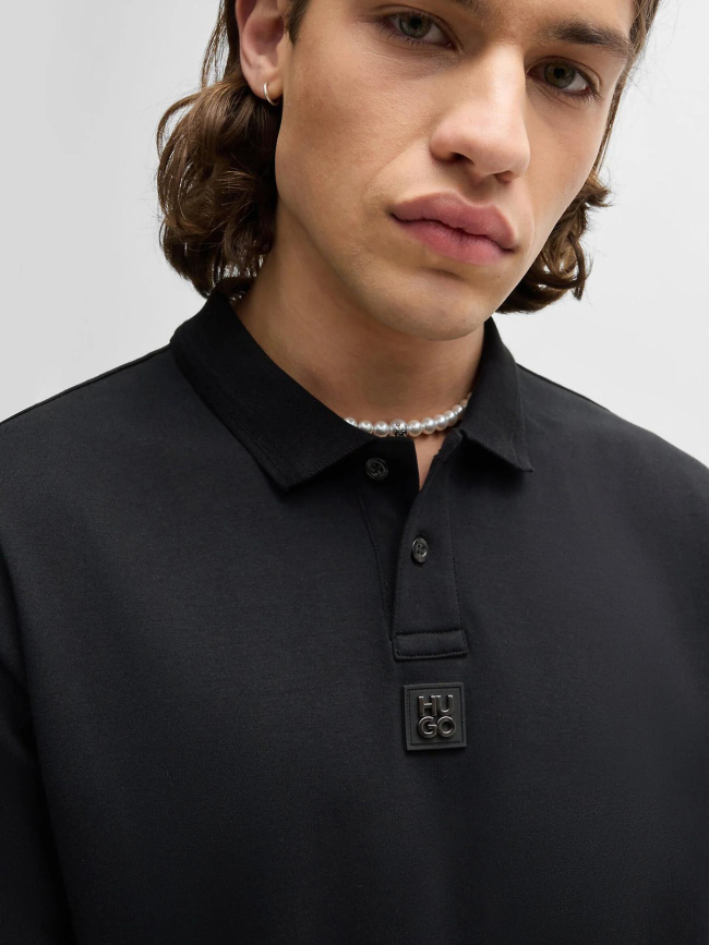 Polo à logo métallique deabono noir homme - Hugo