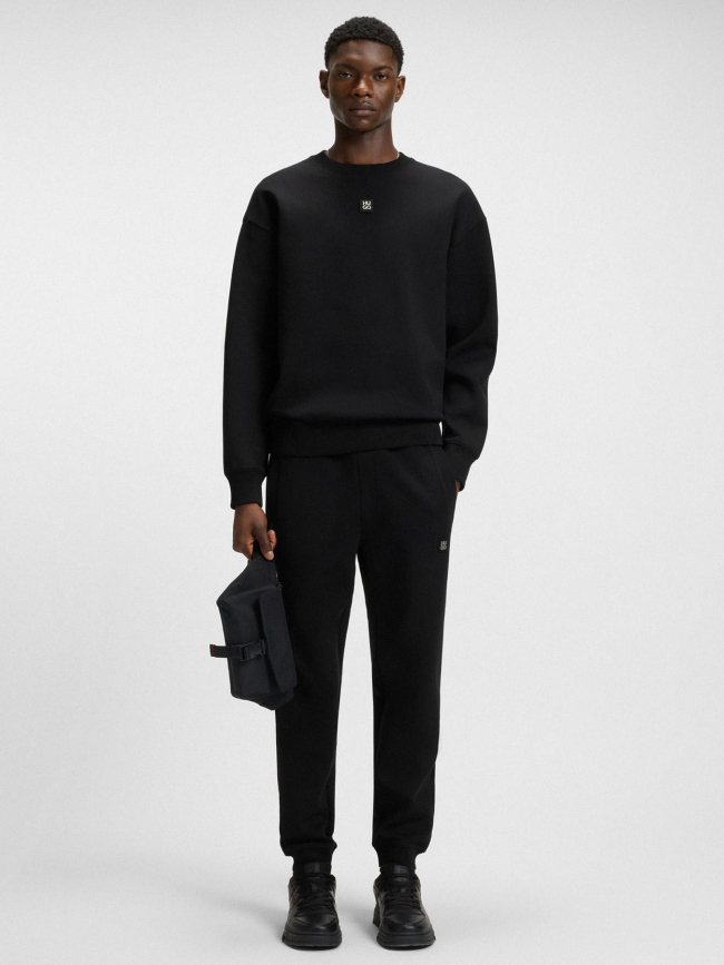 Sweat col rond à logo métallique dettil noir homme - Hugo