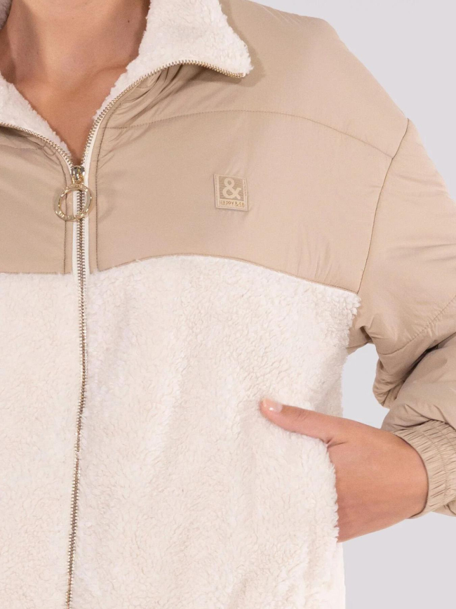 Veste polaire bi-matière adèle beige femme - Happy & So