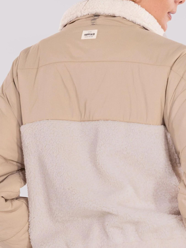 Veste polaire bi-matière adèle beige femme - Happy & So