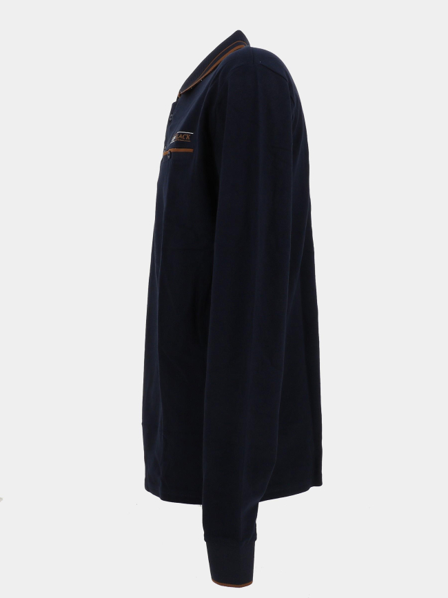Polo à manches longues blitz bleu marine homme - Union Black
