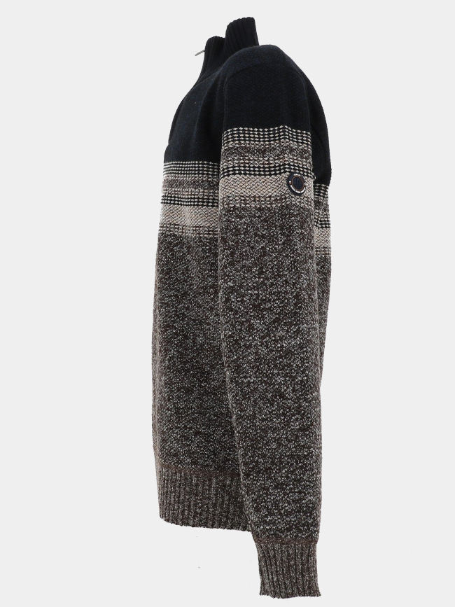 Pull à col zippé bleu marine et marron homme - RMS 26