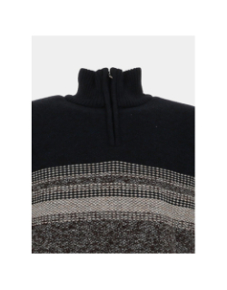 Pull à col zippé bleu marine et marron homme - RMS 26