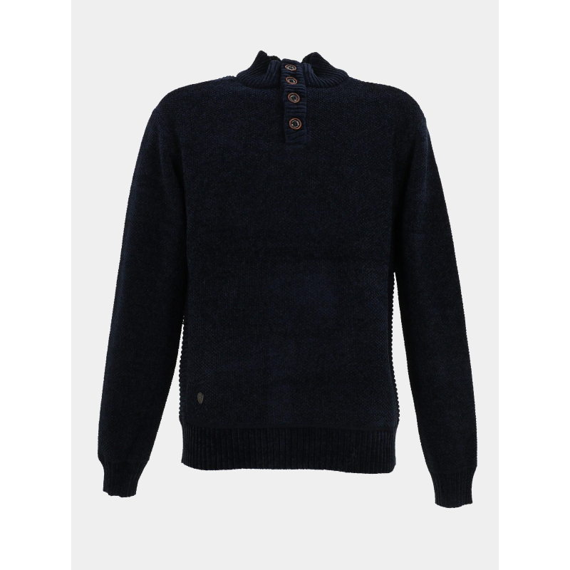 Pull à col boutonné intérieur bleu marine homme - RMS 26