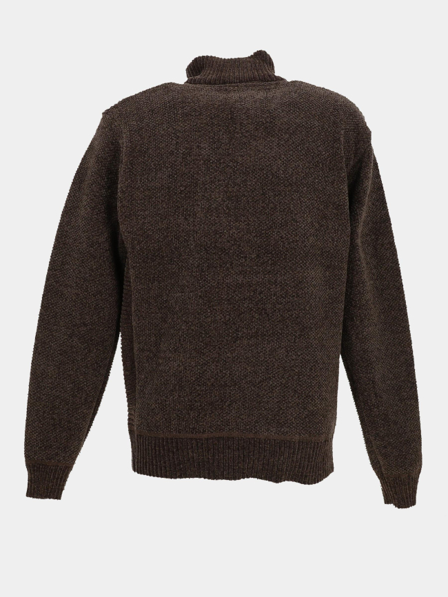 Pull à col boutonné intérieur polaire marron homme - RMS 26