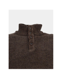 Pull à col boutonné intérieur polaire marron homme - RMS 26
