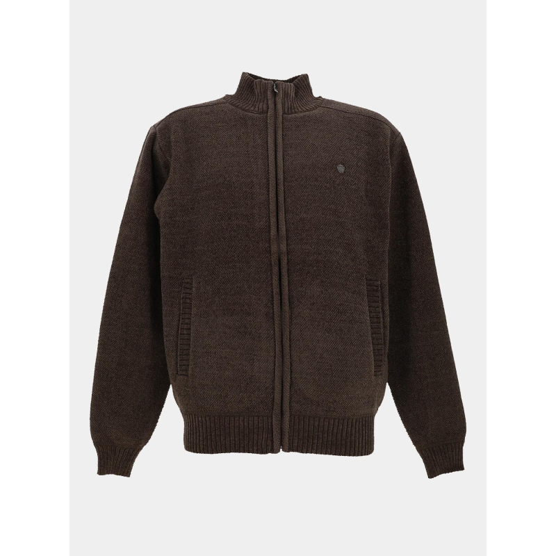 Gilet zippé chenille doublé sherpa marron homme - RMS 26