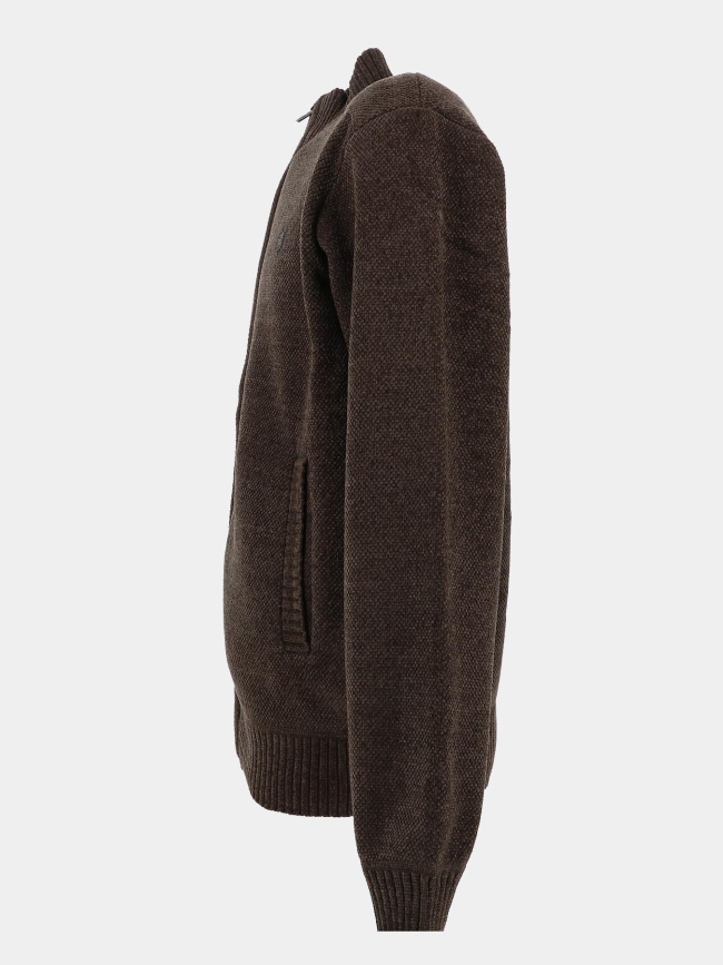 Gilet zippé chenille doublé sherpa marron homme - RMS 26