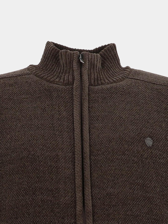 Gilet zippé chenille doublé sherpa marron homme - RMS 26