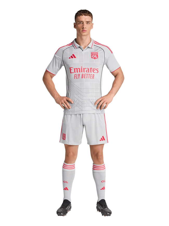 Short de football third ol 25/26 gris homme - Adidas