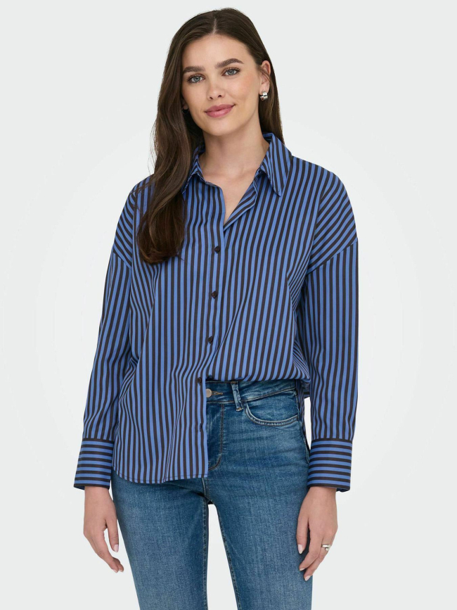 Chemise rayée loose vesper bleu marron femme - Jdy