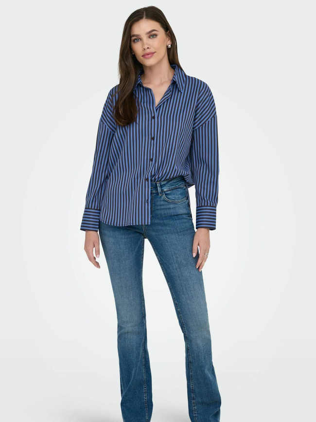 Chemise rayée loose vesper bleu marron femme - Jdy