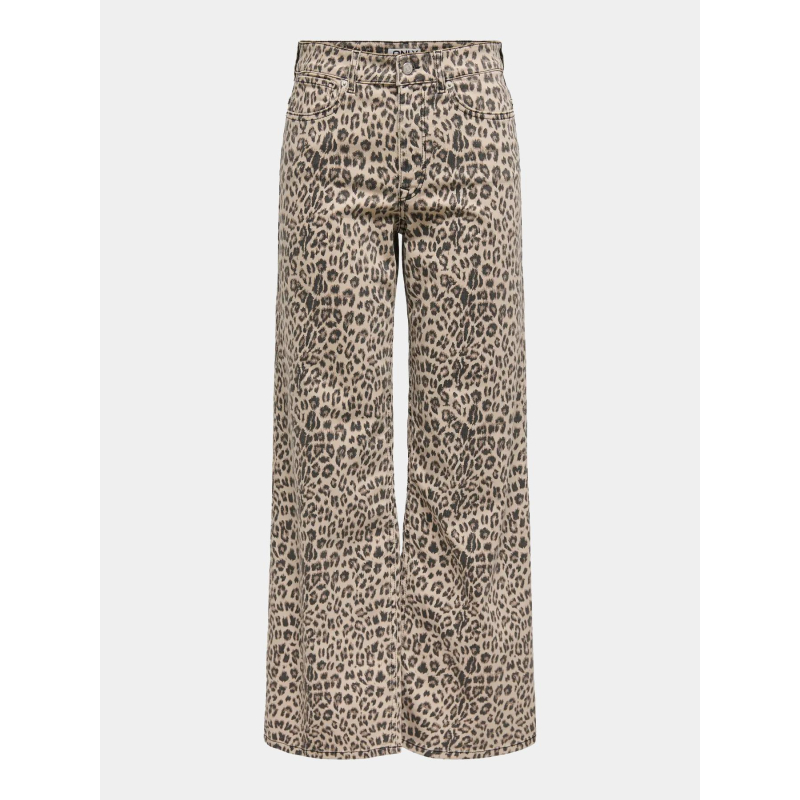 Jean large à motif leopard onlmadisson beige femme - Only
