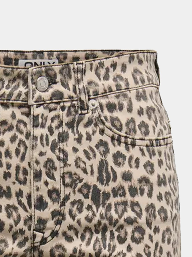Jean large à motif leopard onlmadisson beige femme - Only