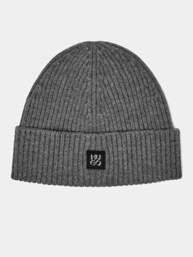Bonnet en laine à logo métallique xola gris homme - Hugo