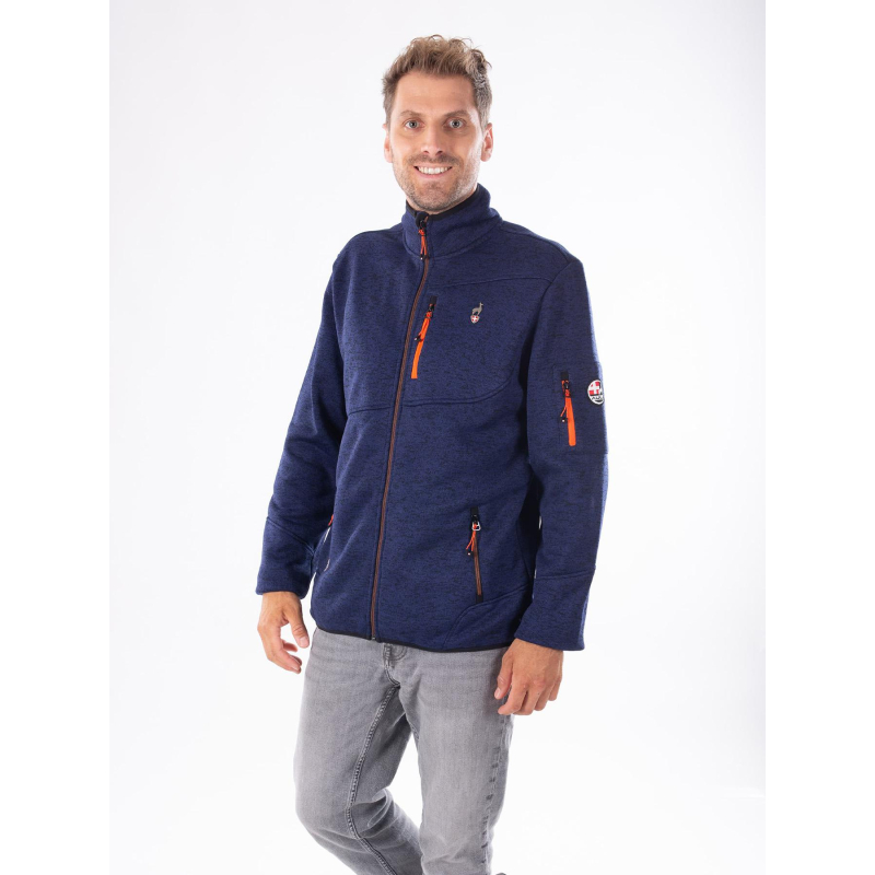 Veste polaire en maille chinée navoy bleu marine homme - Aulp